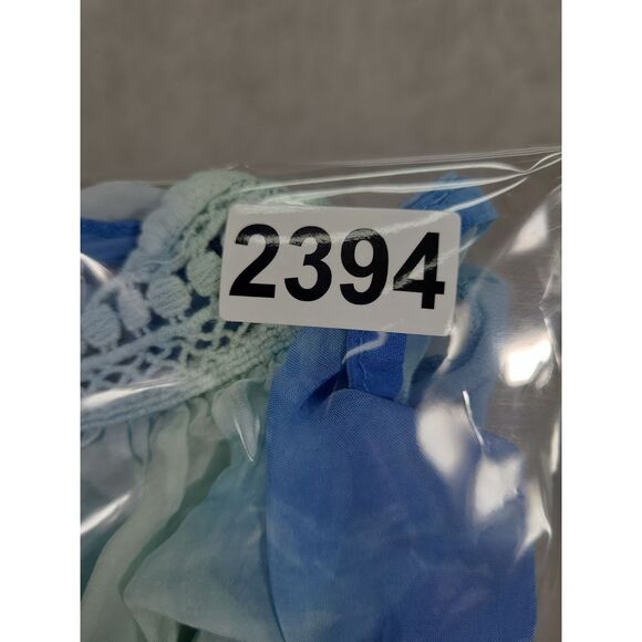 Belle France Cut Out Shoulder Ethereal Silk Blouse Sz S Blue Made in Italy Ombre - Picture 10 of 10